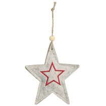 Itens Enfeites de Natal em forma de estrela de feltro para árvore de Natal, bege e vermelho, 13 cm, conjunto de 6.