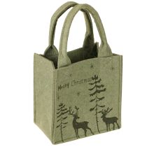 Itens Sacola de feltro Feliz Natal pequena com alças Verde 15×10cm