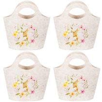 Itens Bolsa de feltro com adorável coelhinho da Páscoa, ideal para primavera e verão, 27 cm, conjunto com 4 peças.