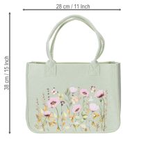 Itens Bolsa de feltro com estampa floral, ideal para o dia a dia e momentos de lazer, 38 cm
