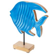 Itens Estatueta de peixe em madeira, decoração marítima, peça decorativa de mesa feita à mão para sala de estar, 22 cm