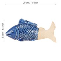 Itens Decoração de Peixe Cerâmico Azul Marítimo Bege 20×8×8,5cm 2 pcs