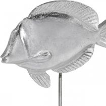 Peixe para colocar, decoração marítima, peixe decorativo em metal prateado, cores naturais A23cm