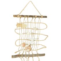 Itens Rede de pesca de juta com conchas decoração de parede marítima 25×55cm