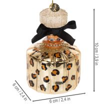Itens Enfeite de árvore de Natal: frasco de perfume e batom com estampa de leopardo, 11 cm, 2 peças