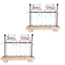 Itens Vaso para garrafas garrafas decorativas vidro madeira 23x12x19,5cm 2 unidades