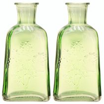 Itens Vaso de vidro com motivo garrafa de vidro verde H19cm 2 peças