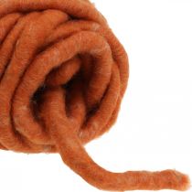 Cordão de feltro, cordão de lã, cordão de feltro, lã de ovelha, juta, laranja, L30m