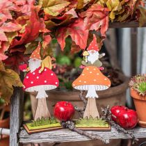 Itens Fly agaric para o outono, decoração em madeira, gnomo em cogumelo laranja / vermelho H21 / 19,5 cm 4 unidades