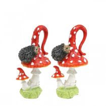 Itens Fly agaric com decoração de ouriço cogumelo decoração de outono H14cm 2 unidades