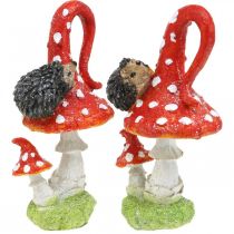 Itens Fly agaric com decoração de ouriço cogumelo decoração de outono H14cm 2 unidades