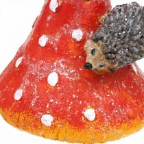 Fly agaric com decoração de ouriços decoração de mesa de cogumelos outono H22cm 2 unidades