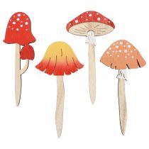Tampões decorativos de madeira para cogumelo venenoso, plugues para flores, madeira 18 cm 12 unidades