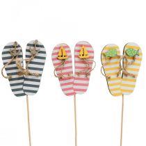 Chinelos estacas de jardim madeira decoração marítima 31cm 12uds