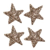 Itens Estrelas de glitter 2,5 cm champanhe 96 peças