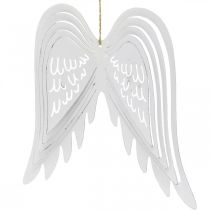 Asas para pendurar, decoração do Advento, asas de anjo em metal Branco Altura 29,5cm L 28,5cm