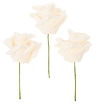 Itens Rosa artificial, cor creme, flor de 10 cm no caule, 100 unidades.