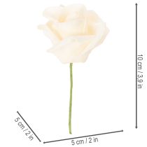 Itens Rosa artificial, cor creme, flor de 10 cm no caule, 100 unidades.