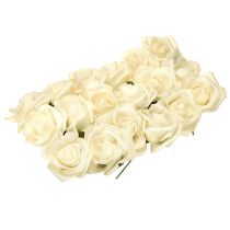 Itens Rosas de espuma com flores de caule creme de espuma Ø7,5cm 18 unidades
