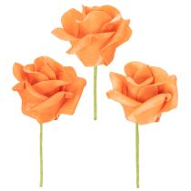 Itens Rosa artificial laranja, flor de 5 cm, individual, pacote com 100 unidades.