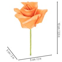 Itens Rosa artificial laranja, flor de 5 cm, individual, pacote com 100 unidades.