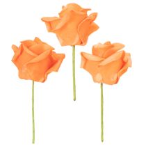 Itens Rosa artificial laranja, flor de 5 cm, individual, pacote com 100 unidades.