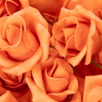 Itens Rosa artificial laranja, flor de 5 cm, individual, pacote com 100 unidades.
