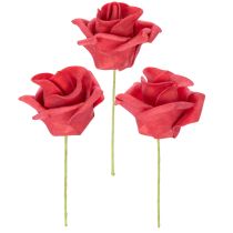 Itens Rosa vermelha artificial com haste, 5 cm, 100 unidades