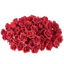 Itens Rosa vermelha artificial com haste, 5 cm, 100 unidades