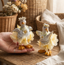 Itens Patinho decorativo com vestido floral, acessório de decoração de primavera/verão detalhado, 11 cm, 2 peças