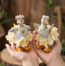 Itens Patinho decorativo com vestido floral, acessório de decoração de primavera/verão detalhado, 11 cm, 2 peças