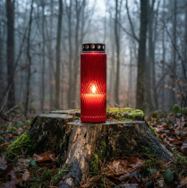 Itens Tampa de vela grave com motivo flor vermelho preto 10 dias Alt.27cm