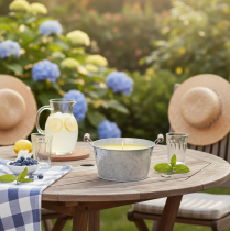 Itens Vela de citronela para exterior em balde: Iluminação ambiente e repelente de insetos, 15 cm