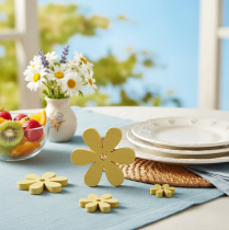 Itens Decoração Scatter Flores Amarelas Madeira Decoração de Mesa Verão Ø2–6cm 20 pcs