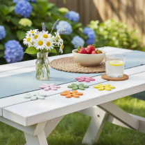 Itens Decoração dispersa flores de madeira decoração de mesa colorida Ø3-4cm 48 un