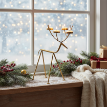 Itens Castiçal decorativo de cervo de metal porta-velas Alt.44,5cm