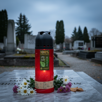 Itens Vela funerária de óleo vegetal vermelho ICP para lembrança H24cm