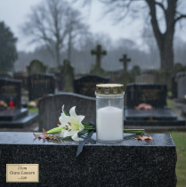 Itens Velas para túmulo, brancas e douradas, Ø5,5cm, A11,5cm, 24 horas, 12 peças