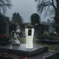 Itens Sepultura leve de plástico torcido branco Ø11cm Alt.25cm