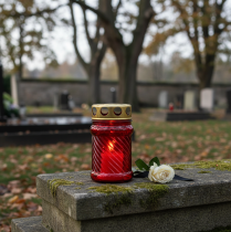 Itens Vidro grave claro vermelho Ø6cm Alt.10,5cm 1 peça