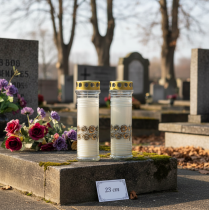 Itens Velas graves rosas brancas luz de luto Ø7cm Alt.23,5cm 100h 2 unidades