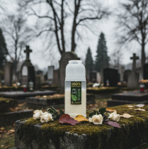 Itens Vela funerária, branca, óleo vegetal ICP, tempo de queima 4 dias, 20 cm de altura.