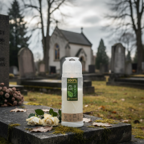 Itens Vela Grave branca para uso semanal, compostável ICP, 24 cm de altura.