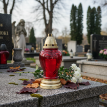 Itens Lanterna de túmulo em vidro com coração vermelho Ø10,5cm H25,5cm