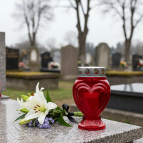 Itens Velas de sepultura coração vermelho luz de luto luz memorial 9×8×15cm 24h 4 pcs