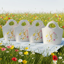 Itens Bolsa de feltro com adorável coelhinho da Páscoa, ideal para primavera e verão, 27 cm, conjunto com 4 peças.