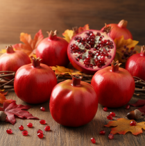 Itens Romã decorativa fruta artificial decoração de janela vermelha 10,5 cm