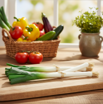 Itens Legumes decorativos cebolinhas verdes brancas Ø1cm C28cm 3 unid.