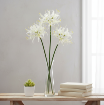 Itens Nerine Guernsey Lírio Flor Artificial Branco Amarelo Ø15cm C65cm