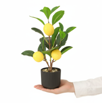 Itens Árvore de limão artificial para decoração em vaso de 28 cm, verde e amarela.